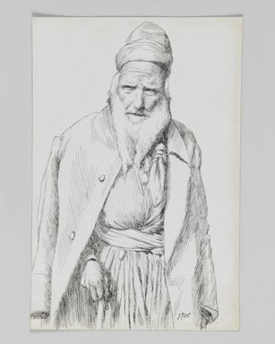 James Tissot (Nantes, France, 1836–1902, Chenecey–Buillon, France). <em>Type of Jew</em>, 1886–1887 or 1889. Pen and ink on paper mounted on board, Sheet: 7 x 4 5/8 in. (17.8 x 11.7 cm). Brooklyn Museum, Purchased by public subscription, 00.159.403.2 (Photo: Brooklyn Museum, 00.159.403.2_IMLS_PS3.jpg)