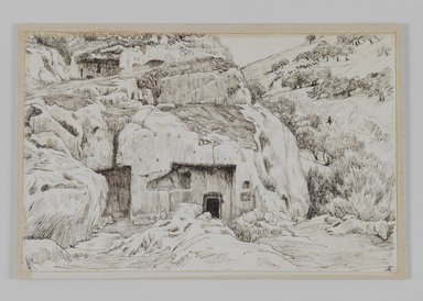 James Tissot (French, 1836-1902). <em>Tombs in the Valley of Hinnom</em>, 1886-1887 or 1889. Pen and ink, Sheet: 4 11/16 x 7 1/4 in. (11.9 x 18.4 cm). Brooklyn Museum, Purchased by public subscription, 00.159.434 (Photo: Brooklyn Museum, 00.159.434_IMLS_PS3.jpg)