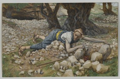 James Tissot (French, 1836-1902). <em>The Hidden Treasure (Le trésor enfoui)</em>, 1886-1894. Opaque watercolor over graphite on gray wove paper, Image: 5 1/4 x 8 1/8 in. (13.3 x 20.6 cm). Brooklyn Museum, Purchased by public subscription, 00.159.73 (Photo: Brooklyn Museum, 00.159.73_PS2.jpg)