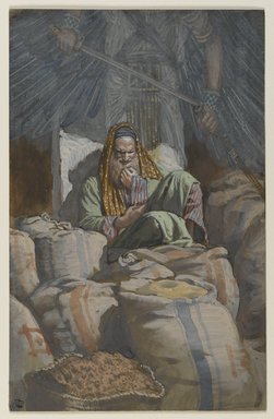 James Tissot (French, 1836-1902). <em>The Man Who Hoards (L'homme qui thésaurise)</em>, 1886-1894. Opaque watercolor over graphite on gray wove paper, Image: 7 7/8 x 5 1/16 in. (20 x 12.9 cm). Brooklyn Museum, Purchased by public subscription, 00.159.79 (Photo: Brooklyn Museum, 00.159.79_PS2.jpg)