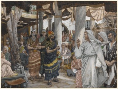 James Tissot (French, 1836-1902). <em>The Healing of the Officer's Son (La guérison du fils de l'officier)</em>, 1886-1894. Opaque watercolor over graphite on gray wove paper, Image: 7 3/8 x 9 13/16 in. (18.7 x 24.9 cm). Brooklyn Museum, Purchased by public subscription, 00.159.84 (Photo: Brooklyn Museum, 00.159.84_PS1.jpg)
