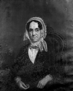 American. <em>Mrs. Joseph (Maria Debevoise) Sprague</em>, ca. 1850. Oil on canvas, 35 13/16 × 28 13/16 in. (90.9 × 73.2 cm). Brooklyn Museum, Bequest of Maria S. Meeker, 01.1533 (Photo: Brooklyn Museum, 01.1533_cropped_bw.jpg)