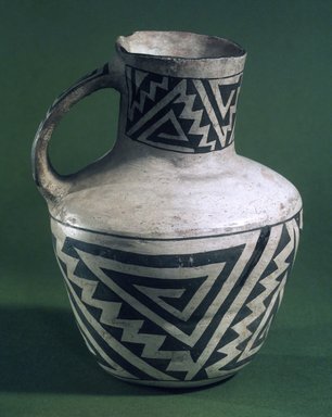 Ancestral Pueblo. <em>Pitcher with Black on White Geometric Designs</em>, 900-1300. Ceramic, pigment, 7 x 5 x 5 in. (17.8 x 12.7 x 12.7 cm). Brooklyn Museum, Gift of Charles A. Schieren, 01.1538.1756. Creative Commons-BY (Photo: , 01.1538.1756.jpg)