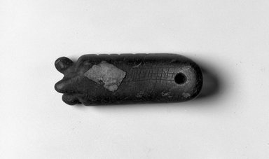 Northeast (unidentified). <em>Dark Brown Engraved Turtle Totem Pendant</em>, pre-17th century. Stone, 2 x 3/4 x 3/8 in. (5.1 x 1.9 x 1 cm). Brooklyn Museum, Tooker Collection Fund, 01.608. Creative Commons-BY (Photo: Brooklyn Museum, 01.608_bw.jpg)