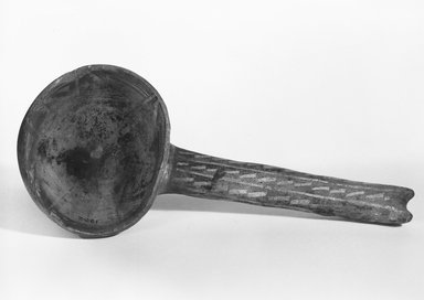 Ancient Pueblo. <em>Ladle</em>, 700-1050 C.E. Clay, slip, 7 1/2 x 4 in. (19.1 x 10.2 cm). Brooklyn Museum, Gift of Charles A. Schieren, 02.256.2261. Creative Commons-BY (Photo: Brooklyn Museum, 02.256.2261_bw_SL5.jpg)