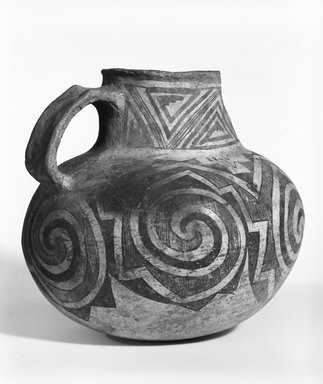 Ancient Pueblo. <em>Pitcher</em>. Clay, slip, 8 x 7 x 7 in. (20.3 x 17.8 x 17.8 cm). Brooklyn Museum, Gift of Charles A. Schieren, 02.256.2262. Creative Commons-BY (Photo: Brooklyn Museum, 02.256.2262_bw_SL5.jpg)