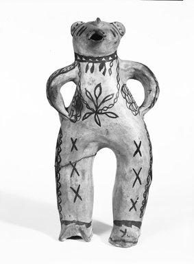Ko-Tyit (Cochiti Pueblo). <em>Standing Image</em>. Stone, 14 1/4 in.  (36.2 cm). Brooklyn Museum, Riggs Pueblo Pottery Fund, 02.257.2472. Creative Commons-BY (Photo: Brooklyn Museum, 02.257.2472_front_bw_SL5.jpg)