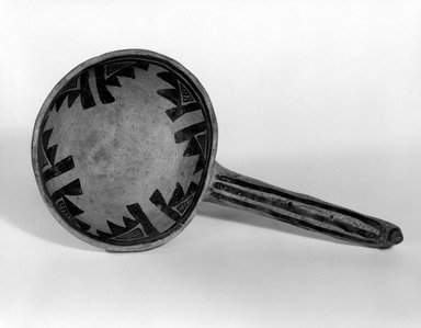 Ancestral Pueblo. <em>Ladle</em>, 900-1300 C.E. Clay, slip, 2 3/4 x 5 1/8 x 9 5/8 in. (7 x 13 x 24.4 cm). Brooklyn Museum, Gift of Charles A. Schieren, 02.259.2687. Creative Commons-BY (Photo: Brooklyn Museum, 02.259.2687_bw.jpg)