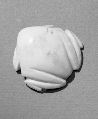 Hohokam. <em>Frog-shaped Charm Fragment</em>, Prehistory. Shell, 1 13/16 x 1 15/16 x 2 in. (4.6 x 5 x 5.1 cm). Brooklyn Museum, Museum Expedition 1903, Museum Collection Fund, 03.263. Creative Commons-BY (Photo: Brooklyn Museum, 03.263_acetate_bw.jpg)