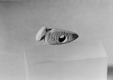 Southwest (unidentified). <em>Bird-shaped Pendant Amulet</em>, 600–1300. Stone, 1 3/16 x 1/4 x 1/4 in. (3 x 0.6 x 0.6 cm). Brooklyn Museum, Museum Expedition 1903, Museum Collection Fund, 03.325.4509. Creative Commons-BY (Photo: Brooklyn Museum, 03.325.4509_acetate_bw.jpg)