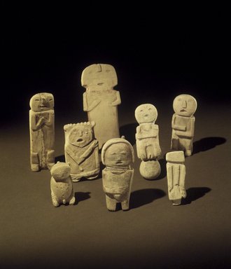 Mimbres. <em>Standing Figure</em>, 1100–1000 B.C.E. Stone (volcanic tuff), pigment, 2 1/2 x 3/4 x 1/2 in.  (6.4 x 1.9 x 1.3 cm). Brooklyn Museum, Museum Expedition 1903, Museum Collection Fund, 03.325.4532. Creative Commons-BY (Photo: Brooklyn Museum, 03.325.4527_.4528_.4529_.4530_.4531_.4532_.4533_.4534.jpg)