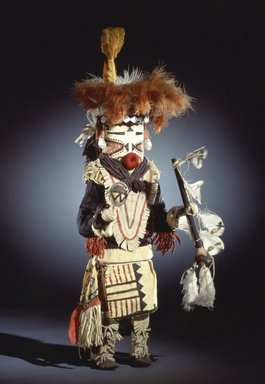 A:shiwi (Zuni Pueblo). <em>Kachina Doll (Paiyatemu)</em>, late 19th century. Wood, pigment, horsehair, feathers, wool, hide, cotton, tin, ribbon, 22 1/2 x 9 x 8 in. (57.2 x 22.9 x 20.3 cm). Brooklyn Museum, Museum Expedition 1903, Museum Collection Fund, 03.325.4631. Creative Commons-BY (Photo: Brooklyn Museum, 03.325.4631_SL4.jpg)