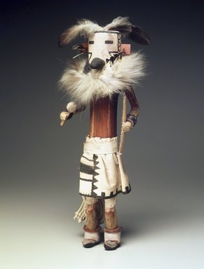 A:shiwi (Zuni Pueblo). <em>Kachina Doll (Zakyalestoy)</em>, late 19th century. Wood, cotton, feathers, pigment, fur, 17 1/2 x 5 1/2 x 5 1/2 in. (44.5 x 14 x 14 cm). Brooklyn Museum, Museum Expedition 1903, Museum Collection Fund, 03.325.4634. Creative Commons-BY (Photo: Brooklyn Museum, 03.325.4634.jpg)