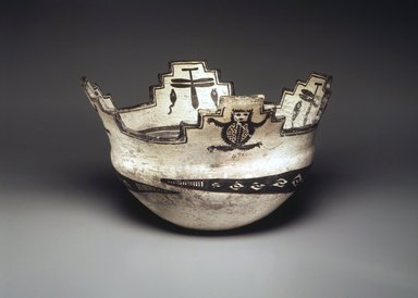 She-we-na (Zuni Pueblo). <em>Prayer Meal Bowl with Animal Motifs</em>, late 19th century. Clay, slip, 8 3/16 x 14 5/8 x 14 5/8 in. (20.8 x 37.1 x 37.1 cm). Brooklyn Museum, Museum Expedition 1903, Museum Collection Fund, 03.325.4721. Creative Commons-BY (Photo: Brooklyn Museum, 03.325.4721.jpg)