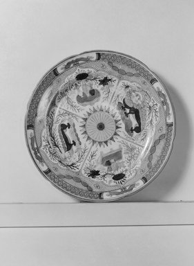 Chamberlain & Co. (Worcester, England, 1840-1852). <em>Plate</em>, 1840-52. Decorated porcelain, 1 x 8 5/16 in. (2.5 x 21.1 cm). Brooklyn Museum, Gift of Reverend Alfred Duane Pell, 03.328.151. Creative Commons-BY (Photo: Brooklyn Museum, 03.328.151_acetate_bw.jpg)