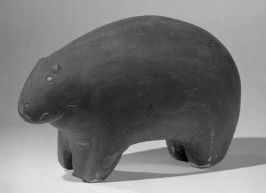 She-we-na (Zuni Pueblo). <em>Altar Fetish (wei-ma hok-ti-ta-sha) representing black bear or mountain lion</em>, late 19th century. Stone, turquoise, pigment, 12 5/8 x 7 1/16 in. (32.1 x 17.9 cm). Brooklyn Museum, Museum Expedition 1904, Museum Collection Fund, 04.297.5052. Creative Commons-BY (Photo: Brooklyn Museum, 04.297.5052_acetate_bw.jpg)