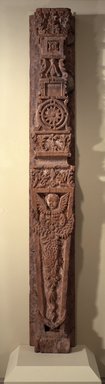 Attributed to Bernardo Miera y Pacheco. <em>Carved Pilaster from Our Lady of Guadalupe</em>, 1701–1800. Wood, gesso, pigments, 103 1/2 x 14 in. (256.5 x 36.0 cm). Brooklyn Museum, Museum Expedition 1904, Museum Collection Fund, 04.297.5143. Creative Commons-BY (Photo: Brooklyn Museum, 04.297.5143.jpg)