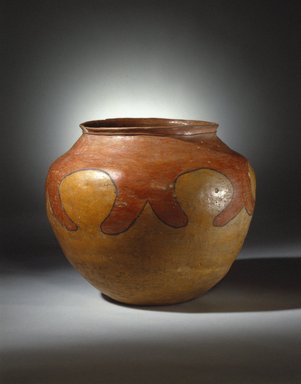 A:shiwi (Zuni Pueblo). <em>Jar Drum (Tai-pai-hau-nai) used When Girls Grind Corn</em>, 19th century. Clay, slip, 15 x 17 x 17 in. (38.1 x 43.2 x 43.2 cm). Brooklyn Museum, Museum Expedition 1904, Museum Collection Fund, 04.297.5279. Creative Commons-BY (Photo: Brooklyn Museum, 04.297.5279_SL1.jpg)