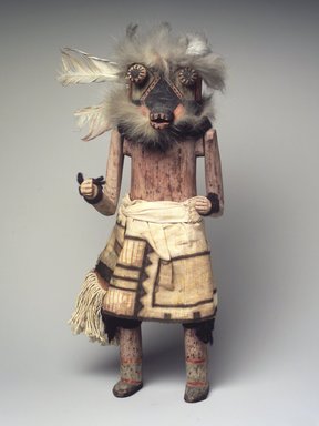 Mau-i (A:shiwi (Zuni Pueblo)). <em>Kachina Doll (Tsepothle)</em>, late 19th–early 20th century. Wood, pigment, fur, feathers, cotton cloth, wool yarn, 17 5/16 x 5 1/2 x 5 7/8 in. (44 x 14 x 14.9 cm). Brooklyn Museum, Museum Expedition 1904, Museum Collection Fund, 04.297.5341. Creative Commons-BY (Photo: Brooklyn Museum, 04.297.5341_transp6235.jpg)