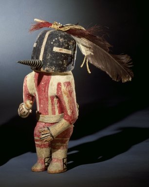 Hopi Pueblo. <em>Kachina Doll (Kokopol)</em>, late 19th century (probably). Wood, pigment, cotton, wool, hide, feathers, horsehair, 13 x 5 3/4 in. (33 x 14.6 cm). Brooklyn Museum, Museum Expedition 1904, Museum Collection Fund, 04.297.5575. Creative Commons-BY (Photo: Brooklyn Museum, 04.297.5575_cropped_SL3.jpg)