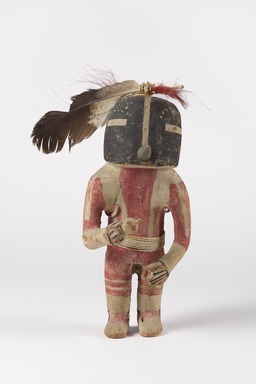 Hopi Pueblo. <em>Kookop&ouml;l&ouml; Tihu (Assassin Fly Kachina Doll)</em>, late 19th century. Cottonwood, pigment, feathers, cotton cord, animal hair, 14 &times; 6 &times; 8 3/4 in. (35.6 &times; 15.2 &times; 22.2 cm). Brooklyn Museum, Museum Expedition 1904, Museum Collection Fund, 04.297.5575. Creative Commons-BY (Photo: Brooklyn Museum, 04.297.5575_front_PS22.jpg)