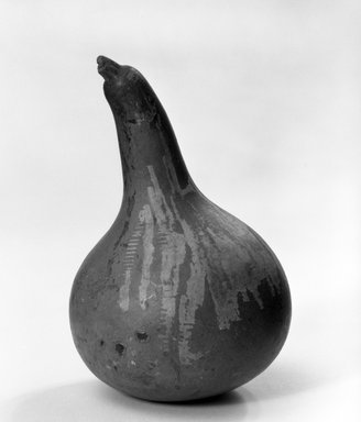 Navajo. <em>Gourd for Rattle from Medicine Bundle</em>. Gourd, 4 1/2 x 2 2/3 in. (11.4 x 7.0 cm). Brooklyn Museum, Museum Expedition 1904, Museum Collection Fund, 04.297.7063. Creative Commons-BY (Photo: Brooklyn Museum, 04.297.7063_bw.jpg)