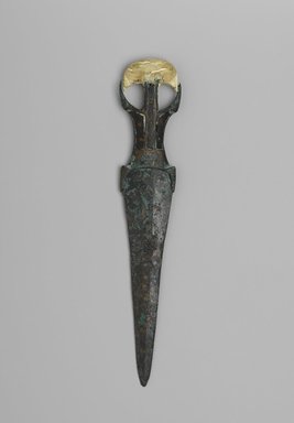  <em>Dagger with Handle</em>, ca. 1938-1759 B.C.E. Copper, ebony, ivory (hippo), 1/2 x 1 7/8 x 9 1/2 in. (1.3 x 4.8 x 24.1 cm). Brooklyn Museum, Charles Edwin Wilbour Fund, 05.328. Creative Commons-BY (Photo: Brooklyn Museum, 05.328_front_PS2.jpg)