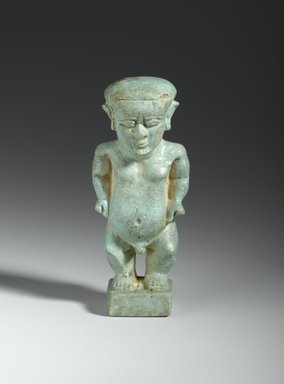  <em>Pataikos Amulet</em>, 664–332 B.C.E. Faience, 3 1/8 × 1 5/16 × 15/16 in. (7.9 × 3.4 × 2.4 cm). Brooklyn Museum, Charles Edwin Wilbour Fund, 05.366. Creative Commons-BY (Photo: Brooklyn Museum, 05.366_front_PS2.jpg)