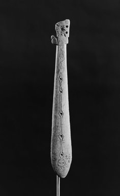 Nuu-chah-nulth (Nootka). <em>Bone Club (Ch'it'uut)</em>, 18th century. Whale bone, 19 1/4 x 2 3/4 x 1 1/16 in. (48.9 x 7 x 2.7 cm). Brooklyn Museum, Museum Expedition 1905, Museum Collection Fund, 05.588.7267. Creative Commons-BY (Photo: Brooklyn Museum, 05.588.7267_acetate_bw.jpg)