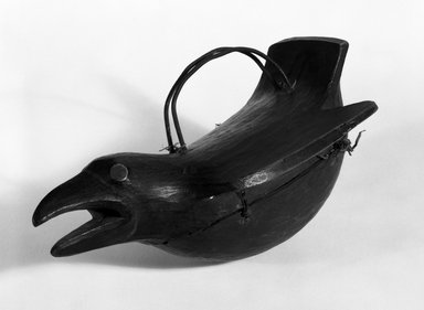 Gwa'sala Kwakwaka'wakw. <em>Chief's Rattle (Gull)</em>. Wood, fiber, pigment, pebbles, metal, 10 x 4 1/2 in.  (25.4 x 11.4 cm). Brooklyn Museum, Museum Expedition 1905, Museum Collection Fund, 05.588.7293. Creative Commons-BY (Photo: Brooklyn Museum, 05.588.7293_view2_bw.jpg)