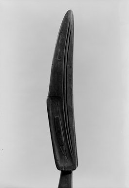 Haida. <em>Carved Shaman's Staff Representing Raven (Taske)</em>, 1868-1900. Wood, pigment, Length of staff: 57 1/4 in. (145.4 cm). Brooklyn Museum, Museum Expedition 1905, Museum Collection Fund, 05.588.7308. Creative Commons-BY (Photo: Brooklyn Museum, 05.588.7308_acetate_bw.jpg)