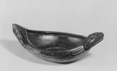 Haida. <em>Seal Feast Bowl</em>, 19th century. Wood, 5 1/4 x 14 1/4 x 8 1/2 in. (13.3 x 36.2 x 21.6 cm). Brooklyn Museum, Museum Expedition 1905, Museum Collection Fund, 05.588.7321. Creative Commons-BY (Photo: Brooklyn Museum, 05.588.7321_acetate_bw.jpg)