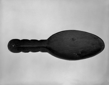 Coast Salish. <em>Spoon with an Oval Bowl and Carved Handle</em>, 1868-1905. Wood, 10 in. L (25.5 x 8.6 x 1.6 cm). Brooklyn Museum, Museum Expedition 1905, Museum Collection Fund, 05.588.7396. Creative Commons-BY (Photo: Brooklyn Museum, 05.588.7396_bw.jpg)