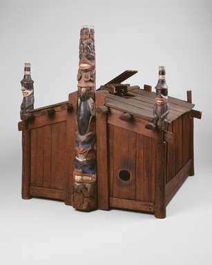 George Dickson (Haida). <em>Model of House of Contentment</em>, late 19th century. Cedar wood, pigment, 36 5/8 x 34 5/8 x 35 13/16 in. (93 x 88 x 91 cm). Brooklyn Museum, By exchange, 05.589.7791. Creative Commons-BY (Photo: Brooklyn Museum, 05.589.7791_SL3.jpg)