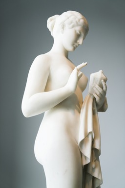 Chauncey Bradley Ives (American, 1812-1894). <em>Pandora</em>, 1871. Marble, statue: 58 x 17 x 16 3/4 in., 364 lb. (147.3 x 43.2 x 42.5 cm, 165.11kg). Brooklyn Museum, Bequest of Caroline H. Polhemus, 06.146. Creative Commons-BY (Photo: Brooklyn Museum, 06.146_detail02_in_situ.jpg)