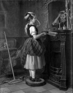 Johann Hermann Kretzschmer (German, 1811-1890). <em>Vanity</em>, ca. 1875. Oil on canvas, 27 3/8 x 22 5/16in. (69.5 x 56.7cm). Brooklyn Museum, Bequest of Caroline H. Polhemus, 06.323 (Photo: Brooklyn Museum, 06.323_cropped_bw.jpg)