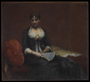 Henri Fantin-Latour (French, 1836-1904). <em>Portrait of Madame Léon Maître (Portrait de Madame Léon Maître)</em>, 1882. Oil on canvas, 50 × 55 1/8 in., 122 lb. (127 × 140 cm, 55.34kg). Brooklyn Museum, Gift of A. Augustus Healy and George A. Hearn, 06.69 (Photo: Brooklyn Museum, 06.69_PS9.jpg)