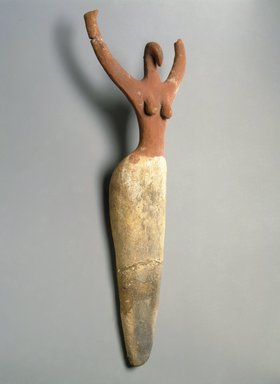  <em>Female Figurine</em>, ca. 3650-3300 B.C.E. Clay, pigment, 13 3/8 x 5 x 2 1/2 in. (34 x 12.7 x 6.4 cm). Brooklyn Museum, Charles Edwin Wilbour Fund, 07.447.502. Creative Commons-BY (Photo: Brooklyn Museum, 07.447.502_SL1.jpg)