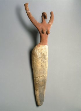  <em>Female Figurine</em>, ca. 3650–3300 B.C.E. Clay, pigment, 13 3/8 x 5 x 2 1/2 in. (34 x 12.7 x 6.4 cm). Brooklyn Museum, Charles Edwin Wilbour Fund, 07.447.502. Creative Commons-BY (Photo: Brooklyn Museum, 07.447.502_SL1.jpg)