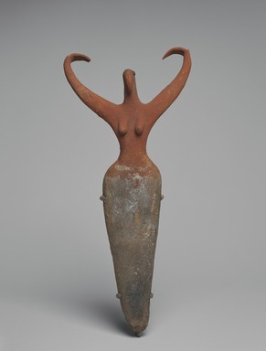  <em>Female Figure</em>, ca. 3500-3400 B.C.E. Clay, pigment, 11 1/2 x 5 1/2 x 2 1/4 in. (29.2 x 14 x 5.7 cm). Brooklyn Museum, Charles Edwin Wilbour Fund, 07.447.505. Creative Commons-BY (Photo: Brooklyn Museum, 07.447.505_front_SL3.jpg)