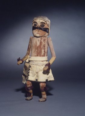 A:shiwi (Zuni Pueblo). <em>Kachina Doll (Patchu)</em>, late 19th century. Wood, pigments, fur, cotton, wool, 13 9/16 x 5 1/8 in. (34.4 x 13 cm). Brooklyn Museum, Museum Expedition 1907, Museum Collection Fund, 07.467.8416. Creative Commons-BY (Photo: Brooklyn Museum, 07.467.8416.jpg)