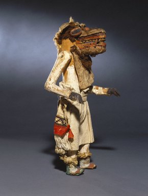 A:shiwi (Zuni Pueblo). <em>Kachina Doll (Ainshi Koko)</em>, late 19th century. Wood, pigment, cotton, hair, hide, yucca, resinous material, 14 1/2 x 7 x 5 1/2 in. (36.8 x 17.8 x 14 cm). Brooklyn Museum, Museum Expedition 1907, Museum Collection Fund, 07.467.8440. Creative Commons-BY (Photo: Brooklyn Museum, 07.467.8440_SL1.jpg)