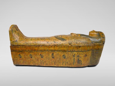  <em>Outer Sarcophagus of the Royal Prince, Count of Thebes, Pa-seba-khai-en-ipet</em>, ca. 1075-945 B.C.E. Wood (cedar and acacia), gesso, pigment, 37 x 30 1/4 x 83 3/8 in., 287 lb. (94 x 76.8 x 211.8 cm, 130.2kg). Brooklyn Museum, Charles Edwin Wilbour Fund, 08.480.1a-b. Creative Commons-BY (Photo: Brooklyn Museum, 08.480.1a-b_profile_PS1.jpg)