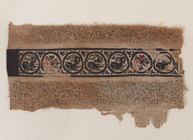 Coptic. <em>Fragment of a Band with Animals and Plants</em>, 5th-6th century C.E. Flax, wool, 13 3/4 x 23 1/4 in. (35 x 59.1 cm). Brooklyn Museum, Charles Edwin Wilbour Fund, 08.480.52. Creative Commons-BY (Photo: , 08.480.52_PS9.jpg)