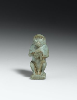  <em>Thoth with Wadjet-eye</em>, 664-30 B.C.E. Faience, 1 5/8 x 3/4 x 7/8 in. (4.1 x 1.9 x 2.2 cm). Brooklyn Museum, Charles Edwin Wilbour Fund, 08.480.80. Creative Commons-BY (Photo: Brooklyn Museum, 08.480.80_front_PS2.jpg)