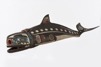 Kwakwaka'wakw. <em>Baleen Whale Mask</em>, 19th century. Cedar wood, hide, cotton cord, nails, pigment, 23 5/8 x 28 1/2 x 81 1/8 in.  (60 x 72.4 x 206 cm). Brooklyn Museum, Museum Expedition 1908, Museum Collection Fund, 08.491.8901. Creative Commons-BY (Photo: , 08.491.8901_view01_PS11.jpg)