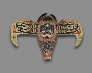 Namgis. <em>Thunderbird Transformation Mask</em>, 19th century. Cedar, pigment, leather, nails, metal plate, Open: 31 x 45 x 47 in. (78.7 x 114.3 x 119.4 cm). Brooklyn Museum, Museum Expedition 1908, Museum Collection Fund, 08.491.8902. Creative Commons-BY (Photo: Brooklyn Museum, 08.491.8902_front_PS6.jpg)