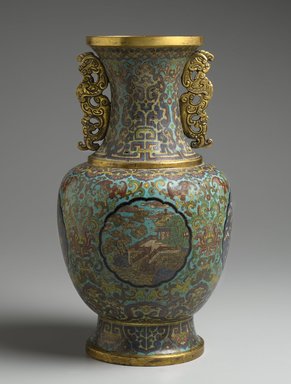  <em>Vase</em>, 1736–1795. Cloisonné enamel on copper alloy, 15 7/8 x 8 11/16 in. (40.3 x 22 cm). Brooklyn Museum, Gift of Samuel P. Avery, 09.503. Creative Commons-BY (Photo: Brooklyn Museum, 09.503_side1_PS2.jpg)