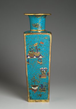  <em>Vase</em>, late 18th century. Cloisonné enamel on copper alloy, 20 9/16 x 6 1/4 in. (52.3 x 15.8 cm). Brooklyn Museum, Gift of Samuel P. Avery, 09.512. Creative Commons-BY (Photo: Brooklyn Museum, 09.512_side1_PS2.jpg)