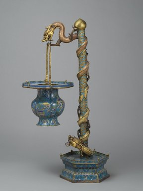  <em>Flower Basket with Stand</em>, late 19th century. Cloisonné enamel on copper alloy, 36 1/2 x 11 1/2 in. (92.7 x 29.2 cm). Brooklyn Museum, Gift of Samuel P. Avery, 09.541a-d. Creative Commons-BY (Photo: Brooklyn Museum, 09.541a-d_PS2.jpg)